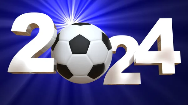 サッカーボールと新年の3Dレタリング — ストック写真