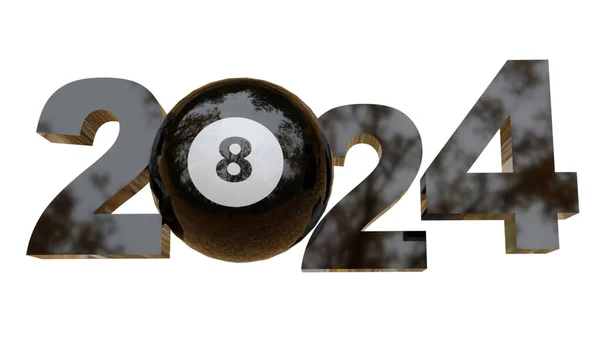 2024 Letras Año Nuevo Con Bola Billar — Foto de Stock