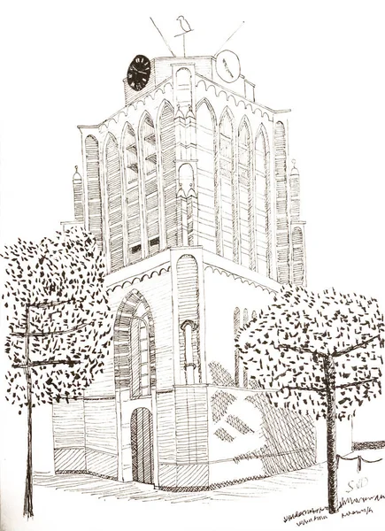 Hollanda Hervormde Kerk Beesd. Toren 'i ezin. Voorstraat.