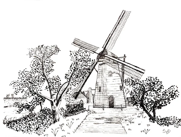 Molen de Vrijheid te Beesd. Korenmolen aan de Molendijk te Beesd nabij Marienwaerdt. Een unieke molen. Lingedijk langs de rivier de Linge. 