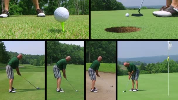 Golfista z odpaliště s ovladačem — Stock video