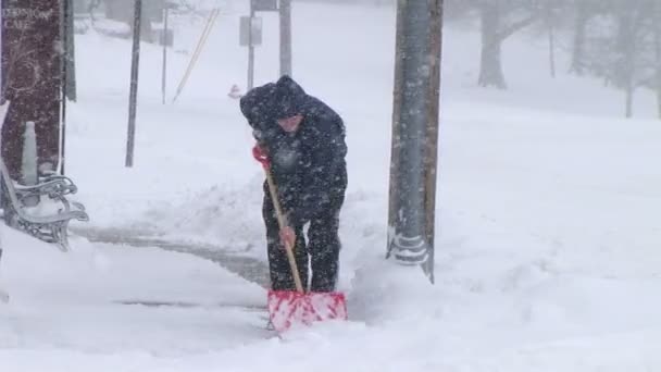 Hombre paleando nieve — Vídeos de Stock