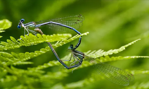 Geschlecht der wilden gelben blauen Libelle — Stockfoto