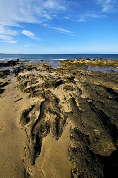 Rock steen sky cloud water muskus vijver kustlijn — Stockfoto