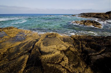 İspanya gökyüzü bulut kıyı şeridi ve yaz aylarında lanzarote