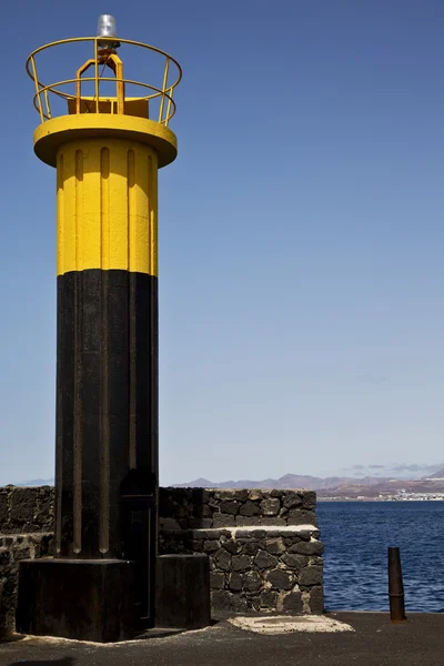 Lighthouse and h arrecife teguise lanzarote spain — Stock Photo, Image