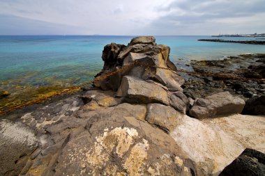 Pier paslı zinciri su tekne ve yaz lanzarote İspanya