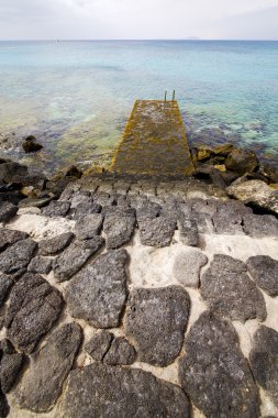 Pier su tekne yat kıyı şeridi ve lanzarote spai yaz