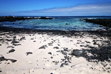 siyah kaya İspanya peyzaj bulut beach lanzarote Adası