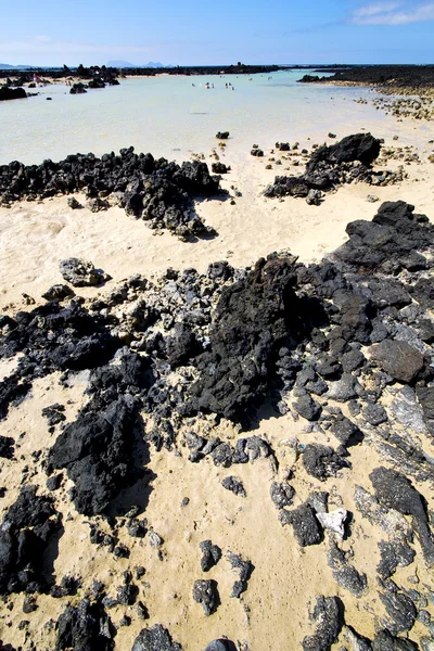 People of black rocks in the lanzarote — Stock Photo, Image