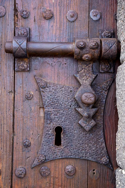 Zámek Zamknout Španělsko klepadlo lanzarote abstraktní dveře dřevo — Stock fotografie