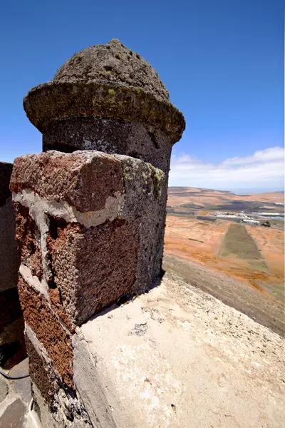 Arrecife lanzarote Spanje de oude muur kasteel sentry — Stockfoto