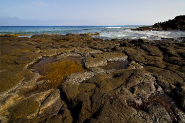 İspanya misk rock gökten su kıyı şeridi yaz aylarında lanzarote