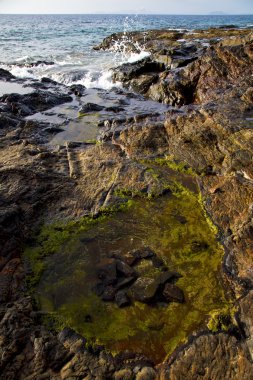 Lanzarote köpük rock İspanya Peyzaj taş bulut beach