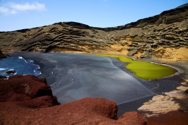 el golfo lanzarote taş gökyüzü ve yaz aylarında su