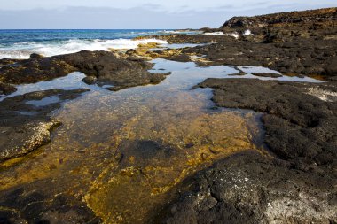 plaj ışık su lanzarote köpük rock İspanya taş gökyüzü clo