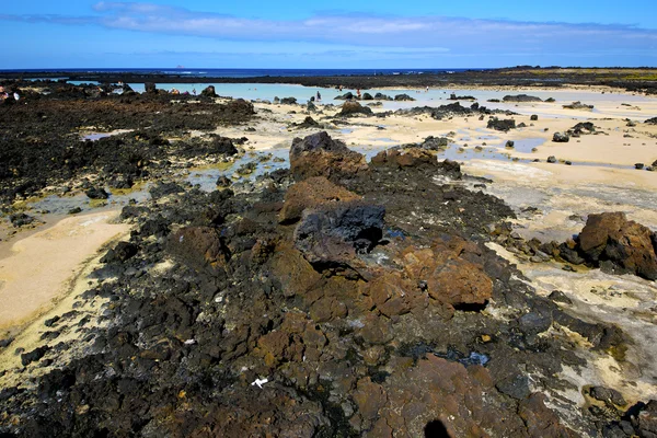 Människor fotsteg coaststone vulkaniska spain — Stockfoto