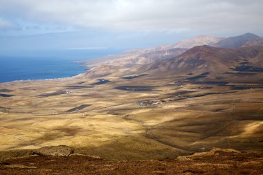 Lanzarote görünüm ev alan kıyı şeridi
