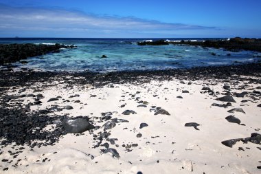 siyah kaya İspanya manzara gökyüzü bulut beach lanzarote Adası