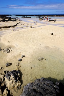 İnsanlar siyah kayalar lanzarote İspanya spiral