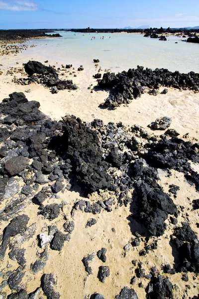 Mensen van zwarte rotsen lanzarote — Stockfoto