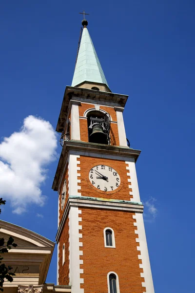 Church   olgiate olona   italy  church window  clock and bell — Stock Photo, Image