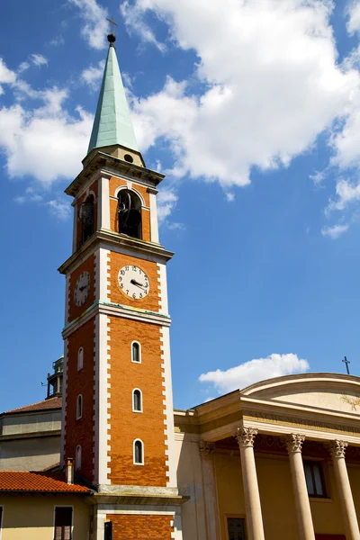 Olona   italy the old wall terrace  window  clock and bell towe — Stock Photo, Image