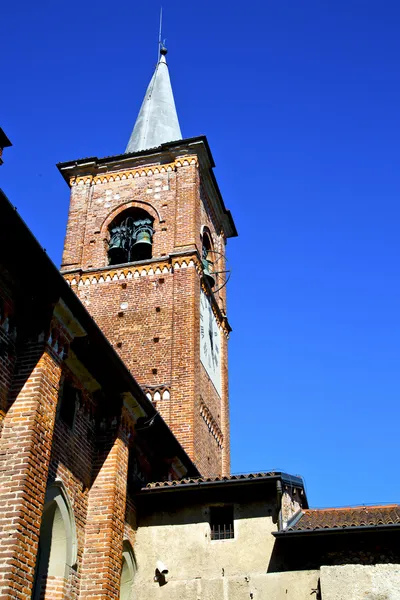 Castiglione olona vieja iglesia torre campana día soleado —  Fotos de Stock
