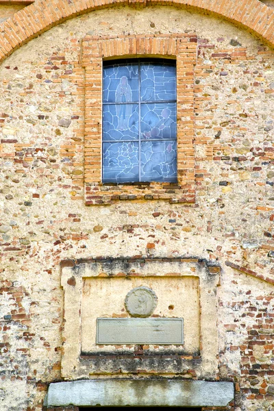 Church  tradate  taly the old rose window — Stock Photo, Image