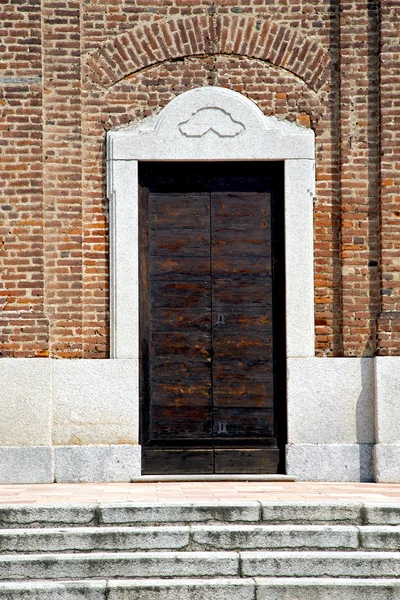 Samarate  varese italy the old door entrance and mosaic — Stock Photo, Image