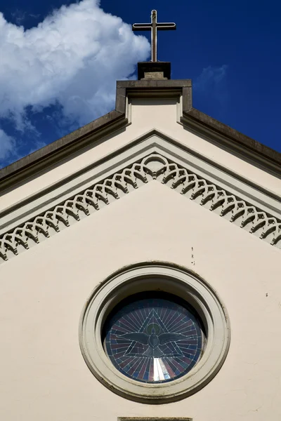 クロス abbiate 教会のヴァレーゼ イタリア古いバラ窓の日当たりの良い d — ストック写真