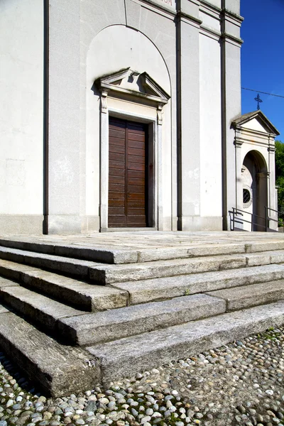 Italy church  varese  the old door   and mosaic  daY — Stock Photo, Image