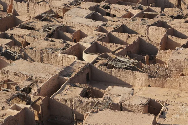 Tiro Aéreo Ruínas Antiga Cidade Oriental Deserto — Fotografia de Stock