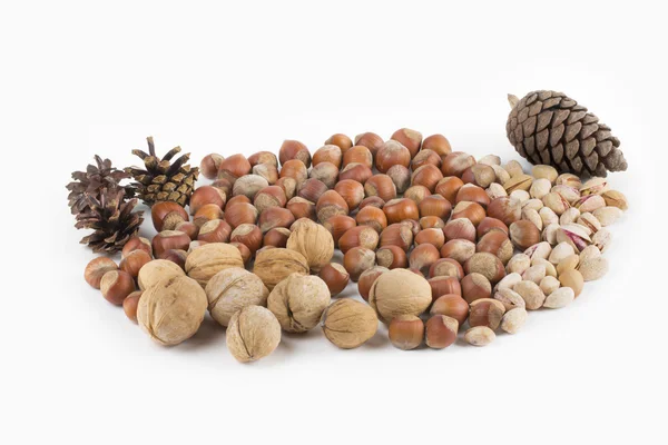Nuts on the white background — Stock Photo, Image