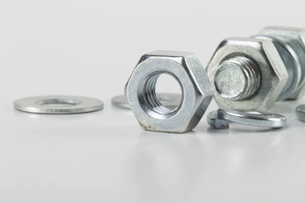 Fasteners pada latar belakang putih — Stok Foto