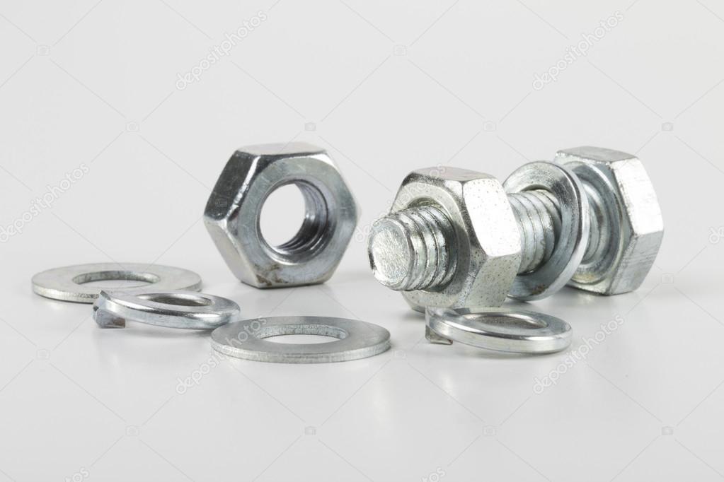 Fasteners on the white background
