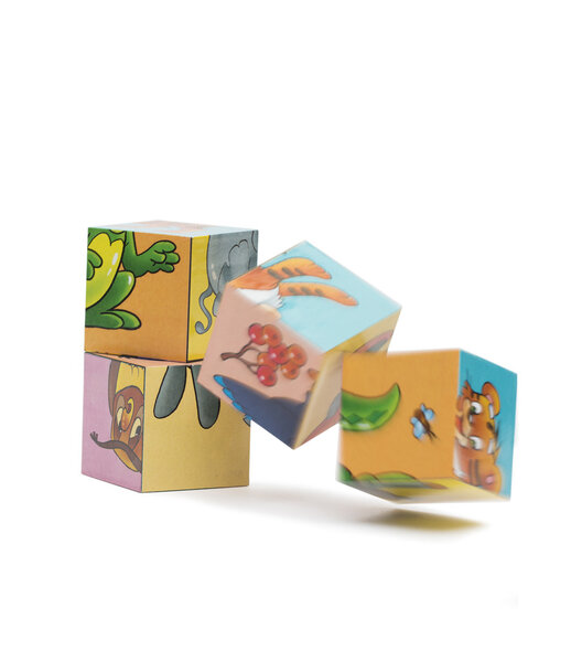 Cubes toy on the white background