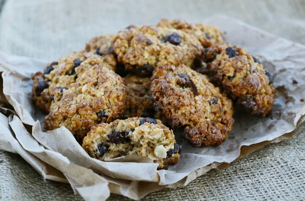 Galletas de avena caseras sobre lienzo — Foto de Stock