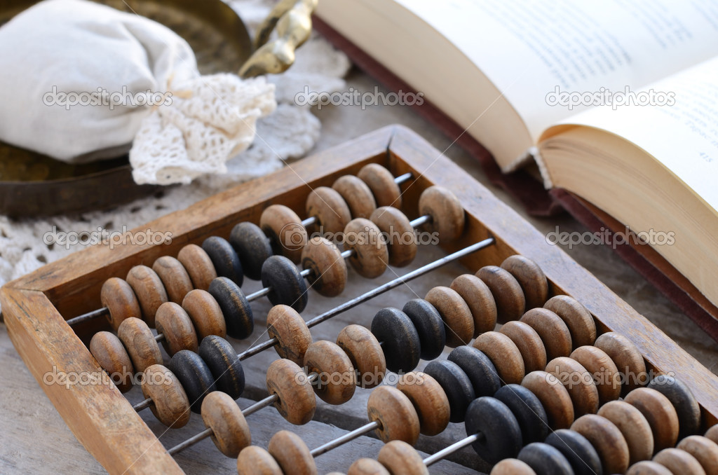 Still life with vintage wooden abacus