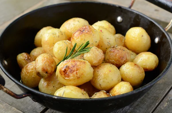 Whole fried young potato with rosemary — Stock Photo, Image