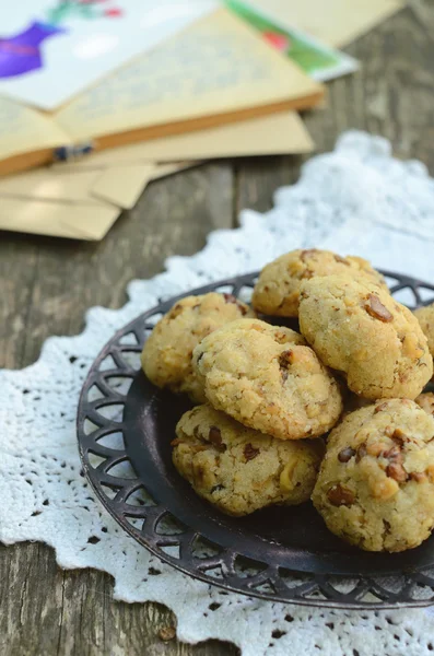 Zelfgemaakte koekjes met walnoot — Stockfoto