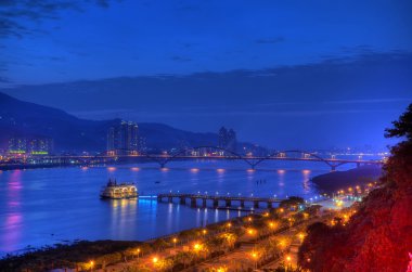 Sunset tamsui Nehri Kuzey taiwan