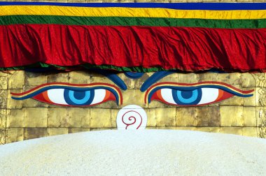 Buda gözünü bodhnath stupa Kathmandu
