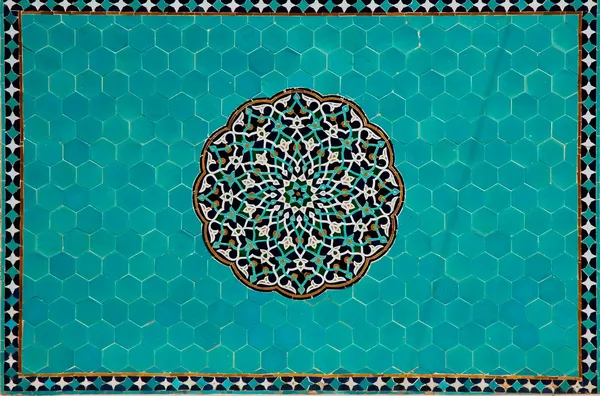 Ισλαμική μωσαϊκό με μπλε χειροποίητα πλακάκια — Φωτογραφία Αρχείου