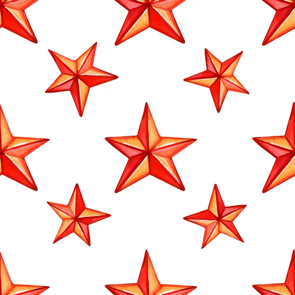 Zökkenőmentes minta vörös csillagokkal. Karácsonyi ünnepi minta — Stock Vector
