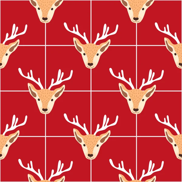 Seamless Christmas pattern with deer. Vector illustration — Stock Vector