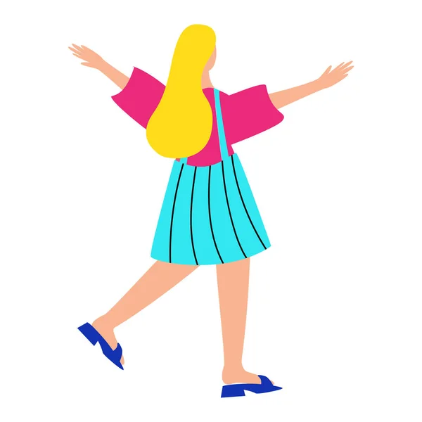 Dibujos animados rubia mujer en verano traje vector diseño — Archivo Imágenes Vectoriales