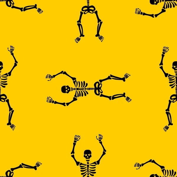 Μοτίβο σκελετών σε κίτρινο φόντο — Διανυσματικό Αρχείο