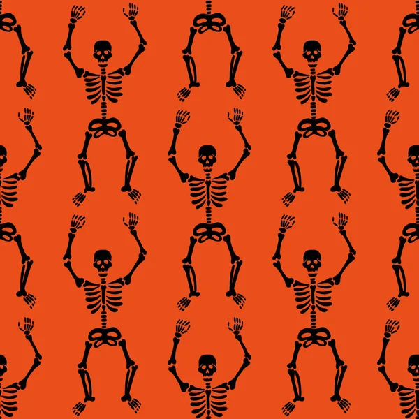 Μοτίβο σκελετών σε πορτοκαλί φόντο — Διανυσματικό Αρχείο