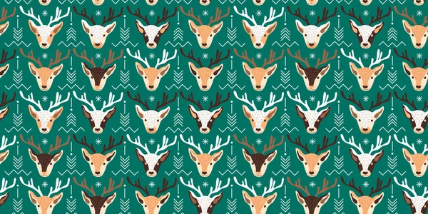 Seamless Christmas pattern design with deer — Stock Photo, Image